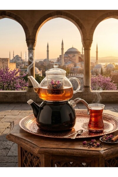 Gifts and More Hacı Ali Enameled Glass Teapot Black Simple