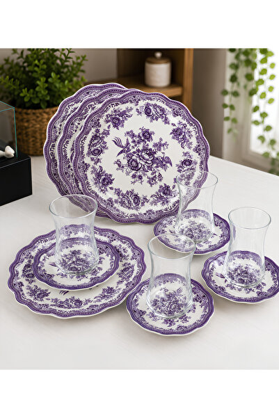 Yumuk Shop 18 Piece Luxury Vintage Colorful Tea Cake Set