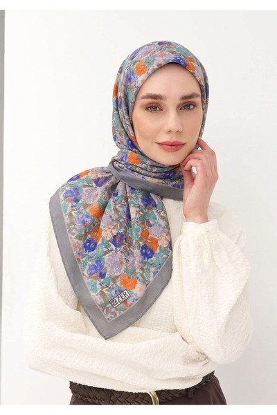 ZER Eșarfă din bumbac organic și viscoză, cu design special, model floral, uș...
