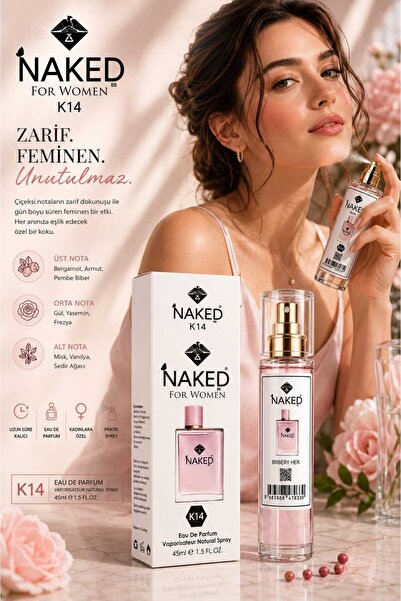 naked K14 For Women Kadın Parfüm EDP 45 ml Zarif ve Çiçeksi Koku