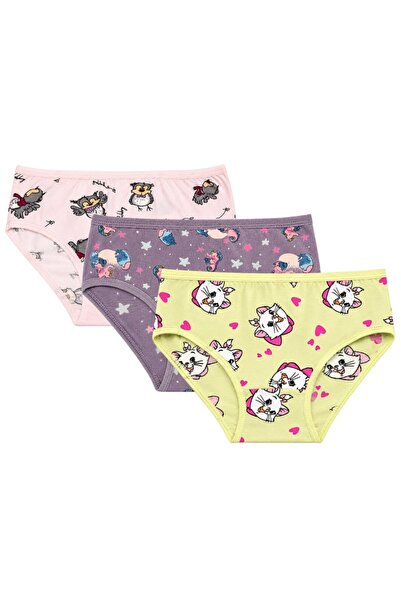 YILDIZ Lycra Girls' Patterned Panties 3-Pack