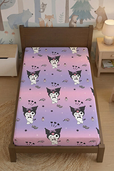 Talia Home Kuromi Patterned Elastic Sheet for Children's Room 100X200Cm Tlc-325