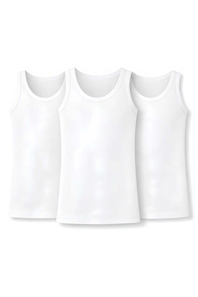 YILDIZ Boy's Ribbed Undershirt White 100% Cotton 3-Pack