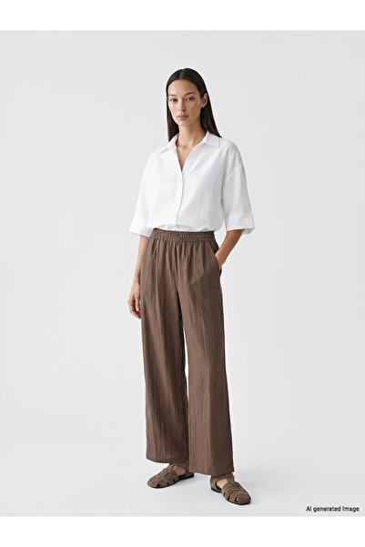 LC Waikiki Nevavm Textured Women's Trousers with Elastic Waist