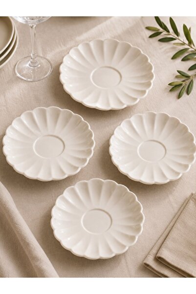 Kütahya Porselen Bone Luz Tea Plate 11.50cm Cream Set of 4