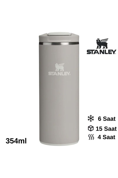 Stanley كوب ترانزيت فليب توب سعة 0.35 لتر، كوب ترمس، قارورة ماء باللون الرمادي