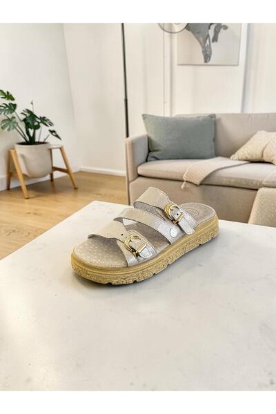 Mammamia D26Yt-6050 Mink Genuine Leather Full Orthopedic Women's Slippers