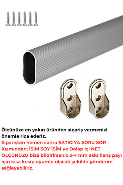 LAÇİNOK TİCARET Gardrop Askı Borusu Dolap İçi Askı Borusu Alüminyum Paslanmaz...