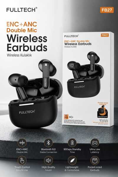 ikel elektro FULLTECH FB27 ENC+ANC Bluetooth 6.0 Kablosuz Kulaklık TWS, Çift ...