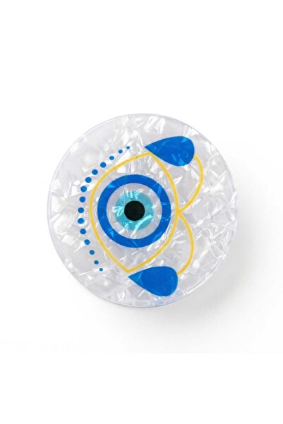 MITH SB TAKI White-Blue Pearlescent Eye Evil Eye Patterned 6 cm Bone Clasp Bu...