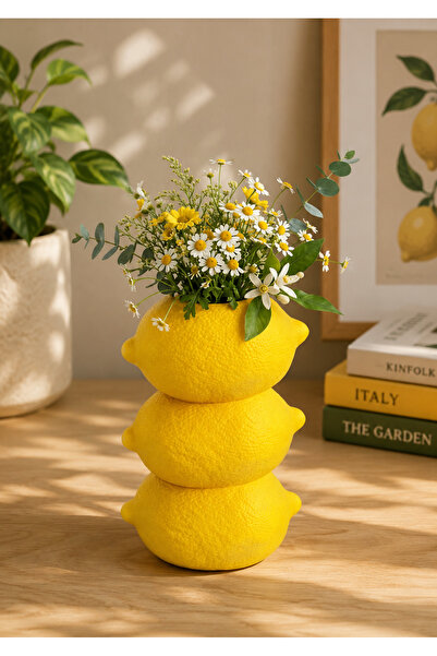 Baalaa Lemon Patterned Decorative Vase-Trinket-Kitchen Living Room Decoration...