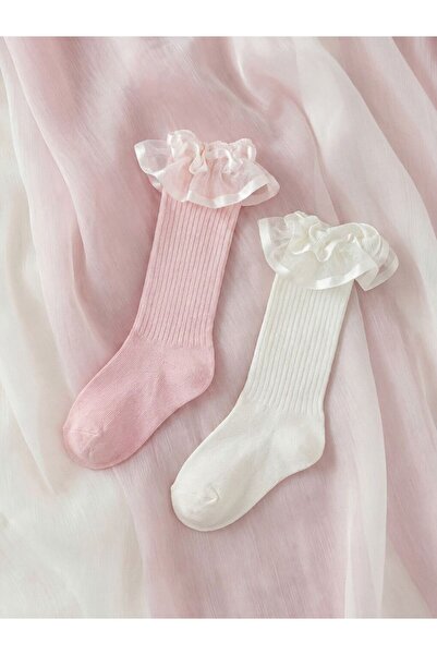 LC Waikiki Ribbed Baby Girl Knee Socks 2-Piece Set