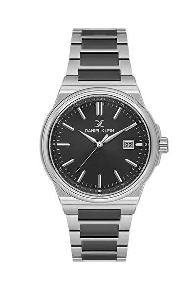 Daniel Klein Silver Black Color Men's Wristwatch with Calendar and Gift Packa...