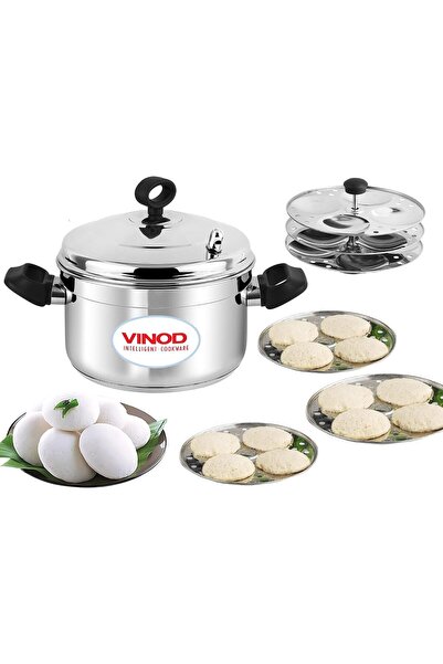 Vinod Stainless Steel Idli pot/Idli cooking pot /6 pcs deep plates,36 CM (24 ...