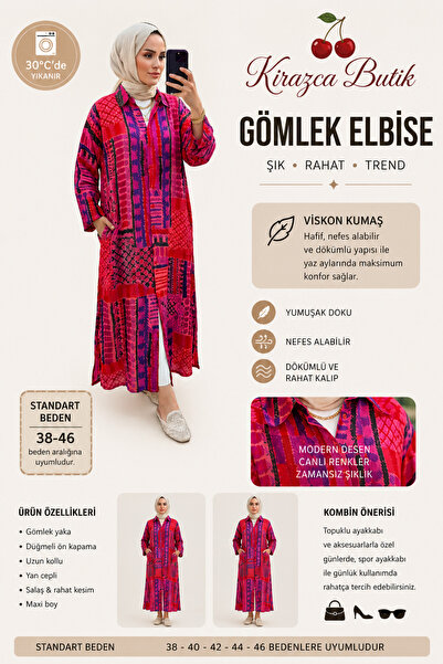 Kirazca Butik Women's Buttoned Hijab Shirt Dress