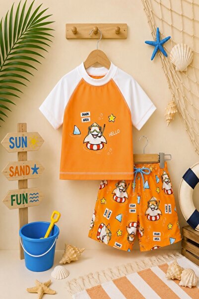 DeKuBaby New Season Cute Character Printed Two-Piece Diving Fabric -Uv Protec...