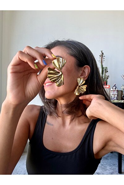 Merishe Jewerly Gold Yelpaze Anti-Allergic Anti-Tarnish Ultra Light Earrings