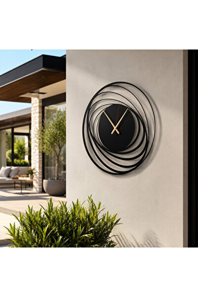 Yuvarlak Daireler Metal Duvar Saati, Modern Dekoratif Sessiz Duvar Saati 80x80
