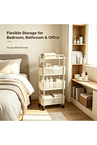 Bleco 4-tier narrow storage rack (35*13*80) cm. Durable and stand-alone desig...