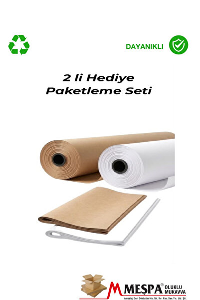 MEŞPA AMBALAJ 2-Pack Gift Wrapping Paper Set 100X70 30 Pieces of Brown Kraft ...