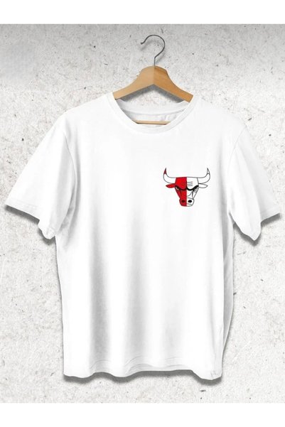 Gisha TRICOU UNISEX COLORAT CU GULER ROTUND ȘI IMPRIMAT CHICAGO BULLS