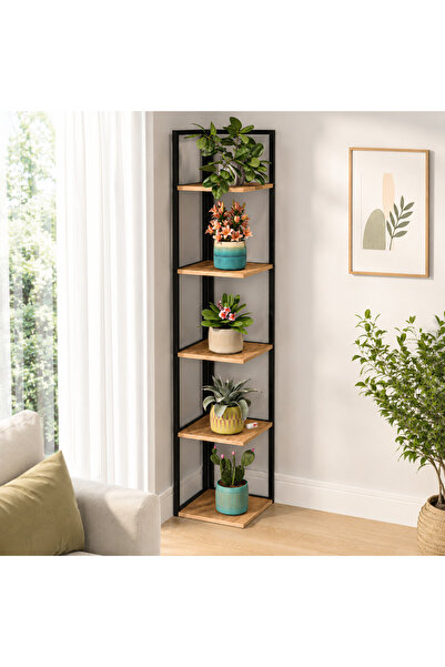 Vivendo Suport Inalt de Colt pentru Plante cu 5 Rafturi, Cadru Metalic, 36 x ...