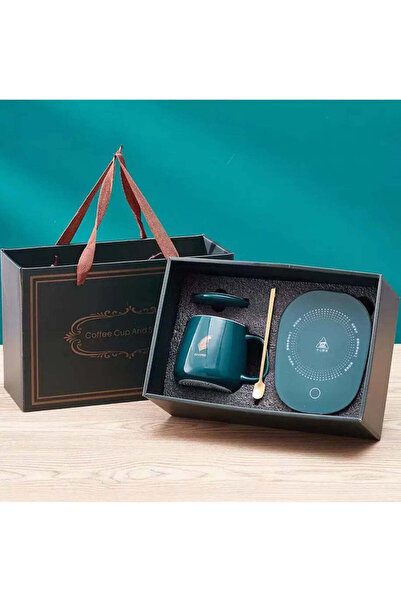 Vivendo Set cadou Cana ceramica cu incalzitor, lingurita, temperatura constan...