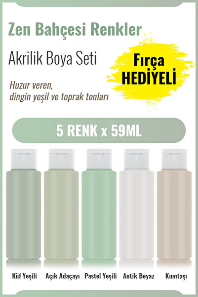 Buhobi 5x59ML Fırça Hediyeli Akrilik Boya Seti - Zen Bahçesi Renkler