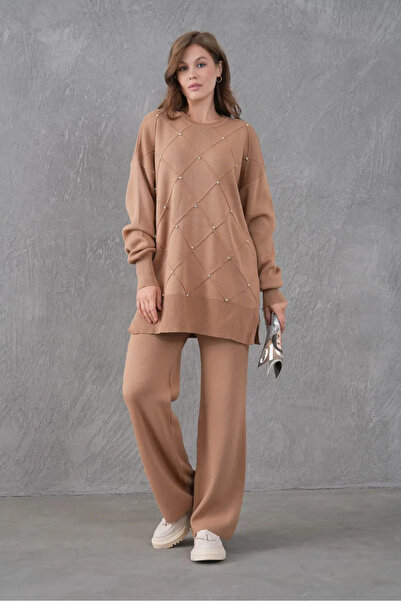 NEW NOCE Γυναικείο Πλεκτό Σετ “New Noce” – Μπεζ — onesize