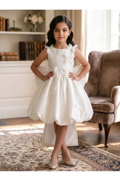 Generic Girls' Luxurious Dress for Special Occasions with Bow at the Back and...