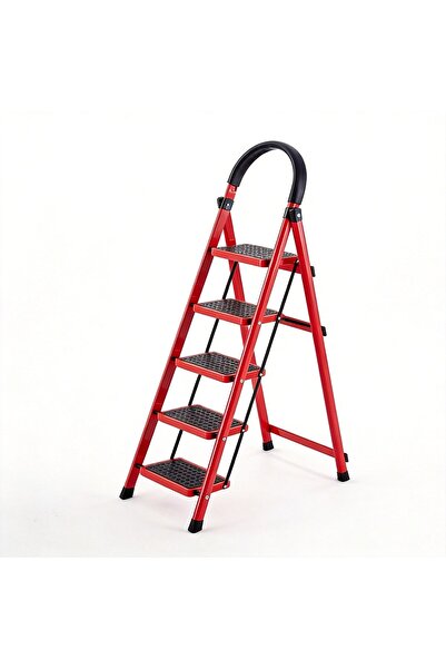 Crestj 5-Step Folding Household Ladder – Durable Steel Frame with Non-Slip Tr...