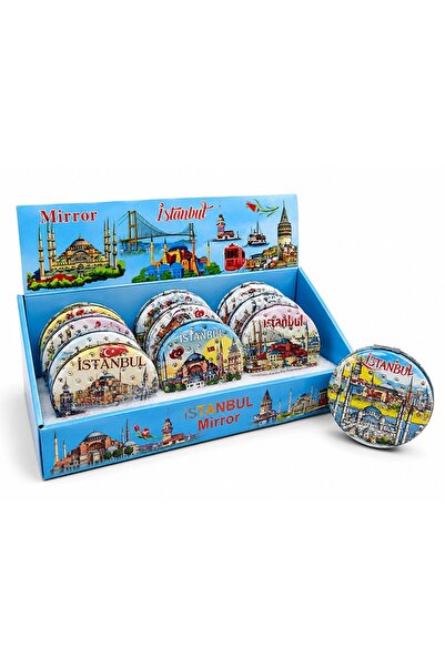 Store Taşlı İstanbul Temalı İnce El Aynası 7 Cm – Şık Cep Aynası, Dekoratif K...