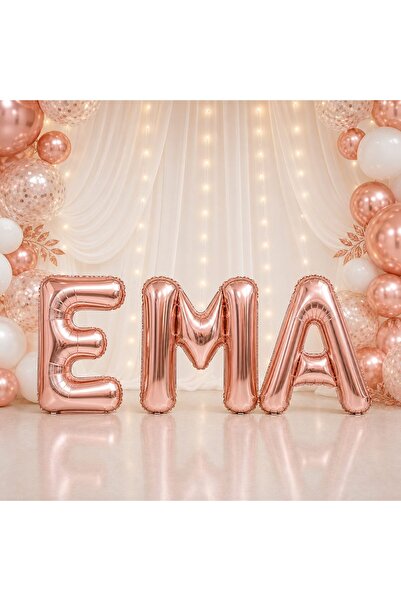 OEM Baloane Personalizate Nume EMA, Rose Gold, 40 cm, Decor Foto și Evenimente