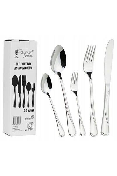 Rossner Set de tacâmuri cu 30 de piese pentru 6 persoane, set complet de tacâ...