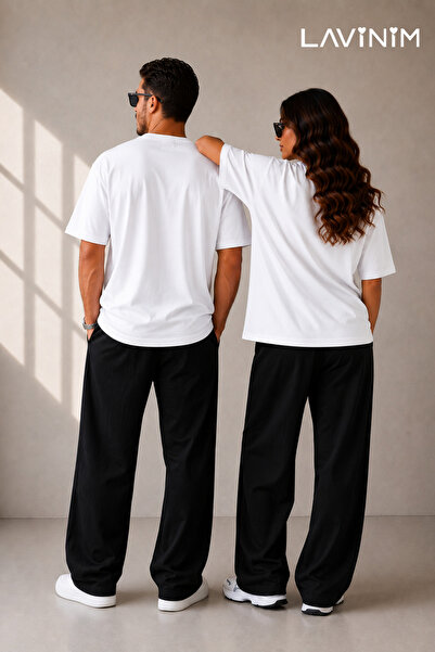 LAVİNİM Sevgili Kombini Oversize Unisex Basic Couple Çift Tişört