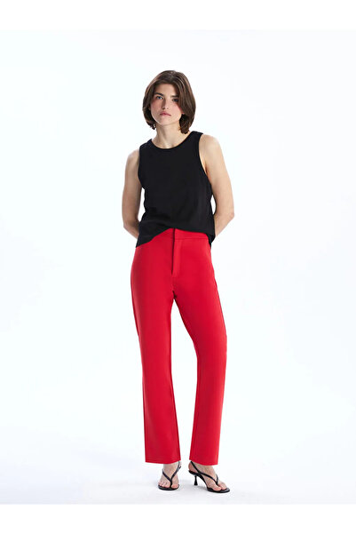 LC Waikiki Red Slim Fit Spanish Flare Women's Trousers