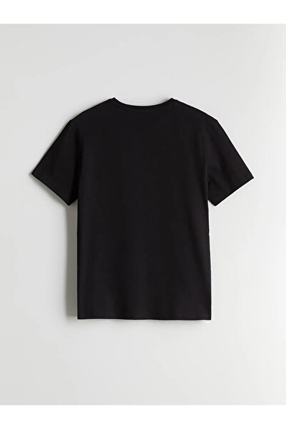 LC Waikiki Black Crew Neck Printed Combed Cotton Men's T-Shirt