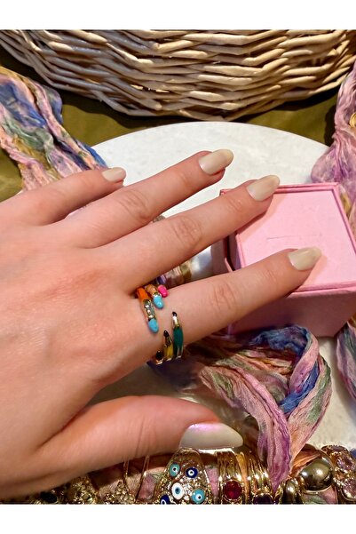 Merishe Jewerly قلم ذهبي برتقالي اللون على شكل حلقة قابلة للتعديل لا يتغير لونها