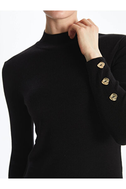 LC Waikiki Black Half Turtleneck Women's Knitwear Dress