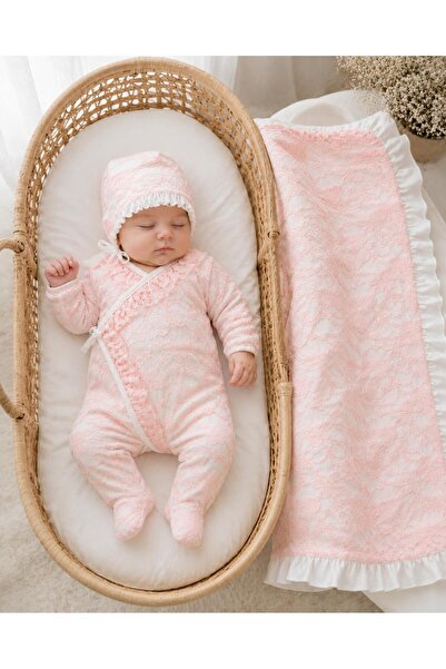 Eda Baby Angel Lace Newborn Baby Girl Hospital Discharge Set 0-3 Months Rompe...