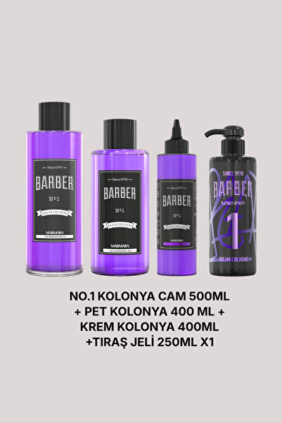 Barber Marmara No.1 KoLonya Cam 500ml + Pet Kolonya 400 mL + Krem Kolonya 400...