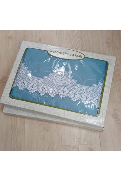 AZRA ÇEYİZ Handcrafted Lace Duvet Cover Set Akfil Fabric Heavy Pico and Ribbe...