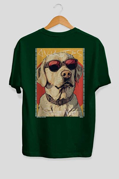 Ankhises Tricou supradimensionat verde cu imprimeu câinele "For Dog's Sake 5"...