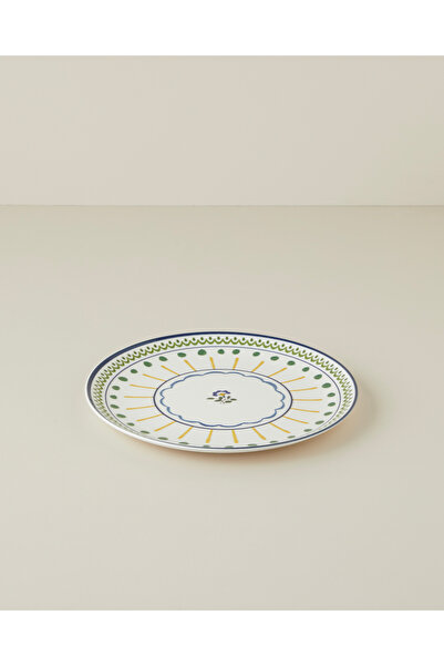 English Home Talavera Garden Porselen Servis Tabağı 26 cm Beyaz - Lacivert