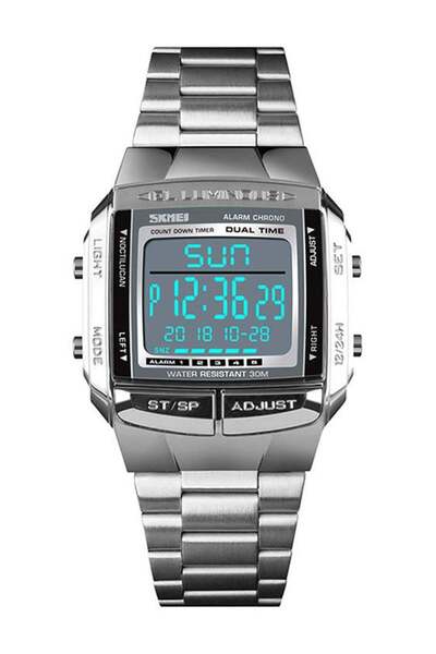 Skmei Men's Stainless Steel Analog & Digital Watch 1381 - 35 mm - Silver