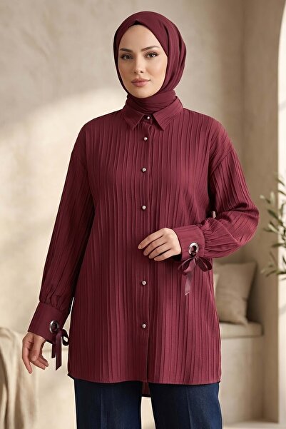 TOFİSA Kuşgözlü Detaylı Tunik Bordo - 2103-BORDO