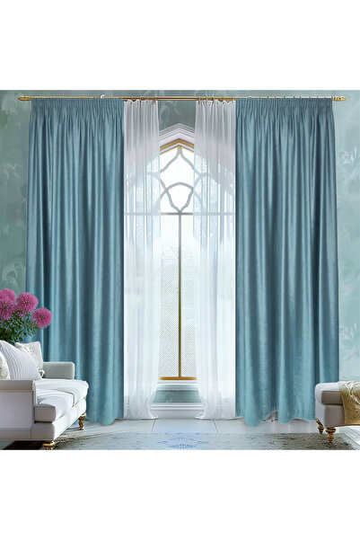 Arasya Home Design Draperie de Catifea Semi-Opaca 70% Baby Blue