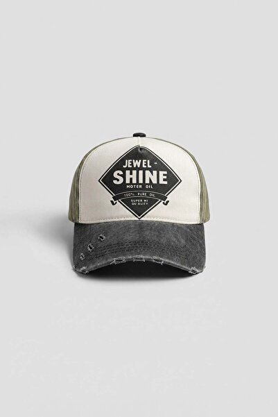 ablukaonline Unisex Vintage Washed Shine Retro Printed Hat Khaki Green