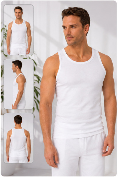 MİSSEMMA Men's Tank Tops 3 Pieces Breathable Comfortable Fit Zero Sleeve Cott...