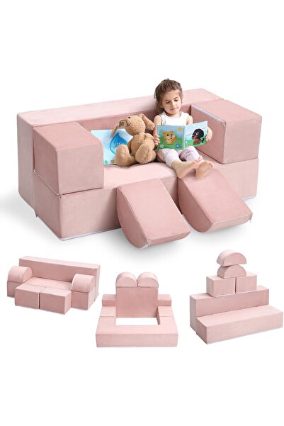 Garvee 6-Piece Modular Kids Play Couch, Convertible Toddler Foam Sofa Set wit...